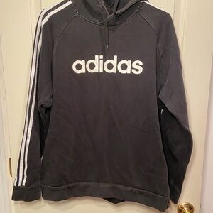 Adidas Men's Black and White Hoodie